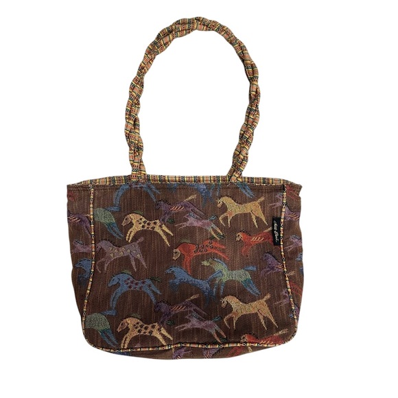 Laurel Burch Handbags - Laurel Burch embroidered canvas cotton iconic galloping horses shoulder bag